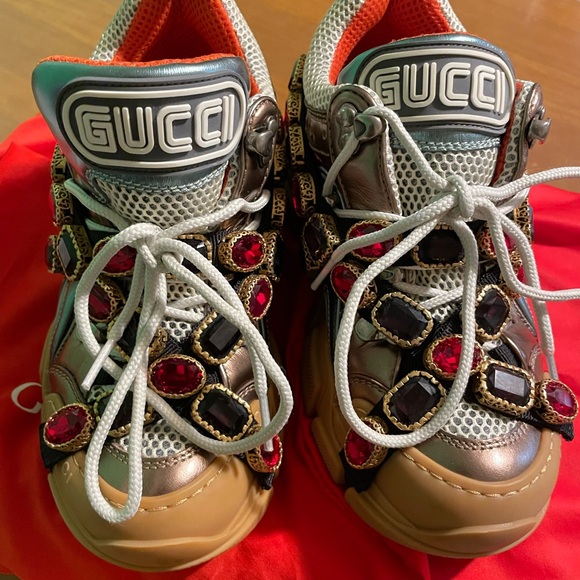 Gucci Flashtrek Crystal Lace Up Boot Trainer Sneaker 36 / size 6 - Picture 3 of 5